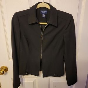 Ann Taylor Black Double zip up Blazer Jacket like new